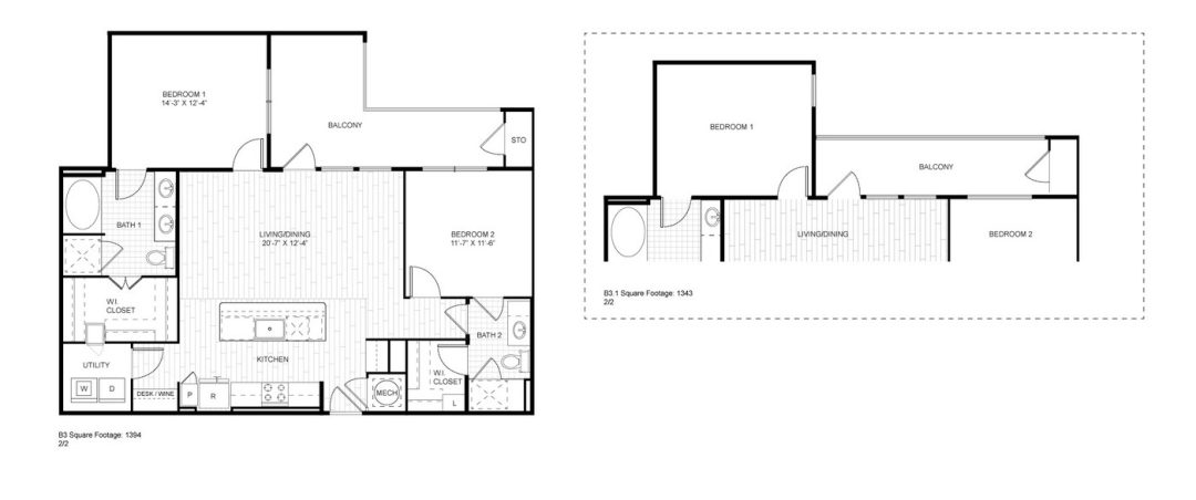 Ash at the Branch Floor Plan 2 Bedroom 2 Bath 2 Bed 2 Bath 1199 sqft